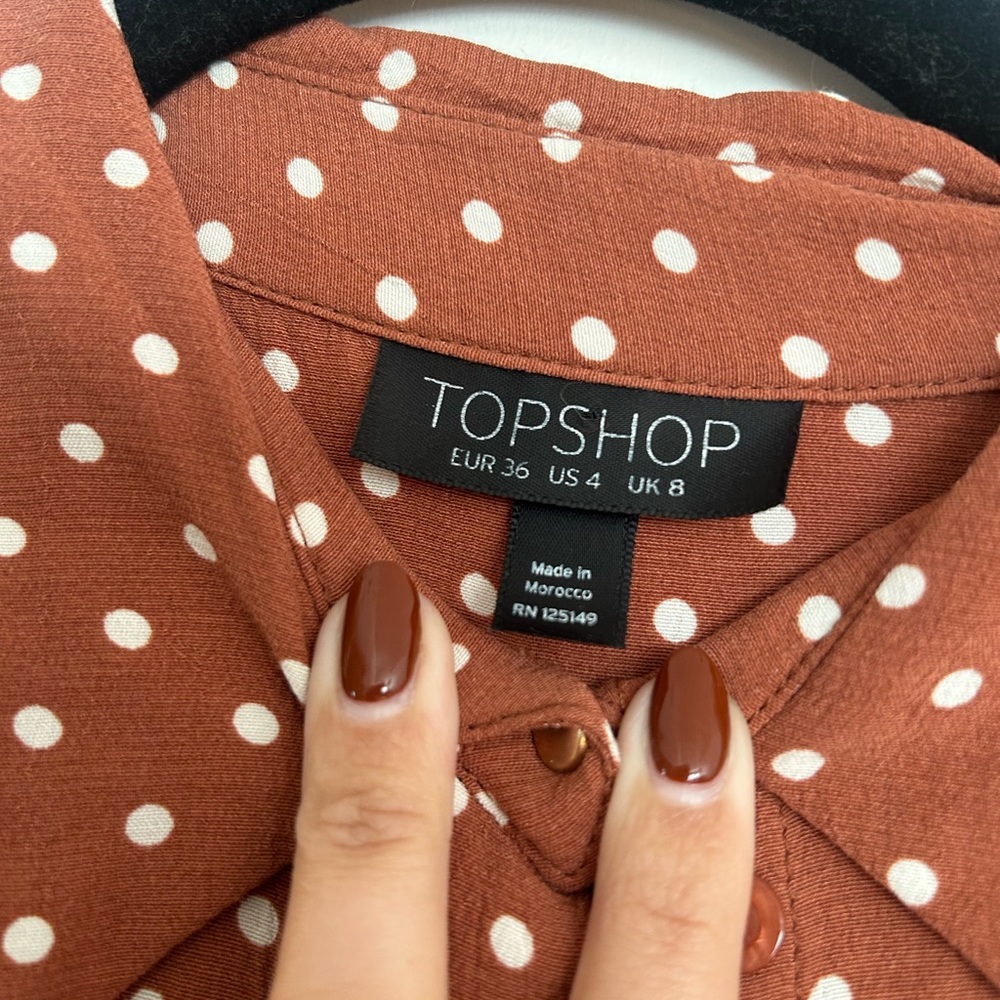 Topshop Rust Dress with Polka Dots - Picture 4 of 9
